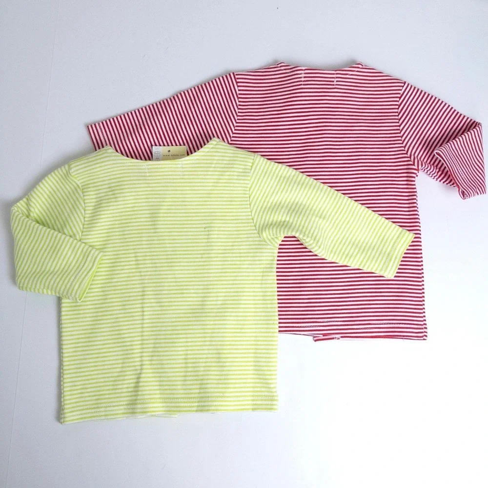 Zutano Baby Striped Button Up Cardigan Shirts 2pk 0-3M Red Lime Green‎ Cotton